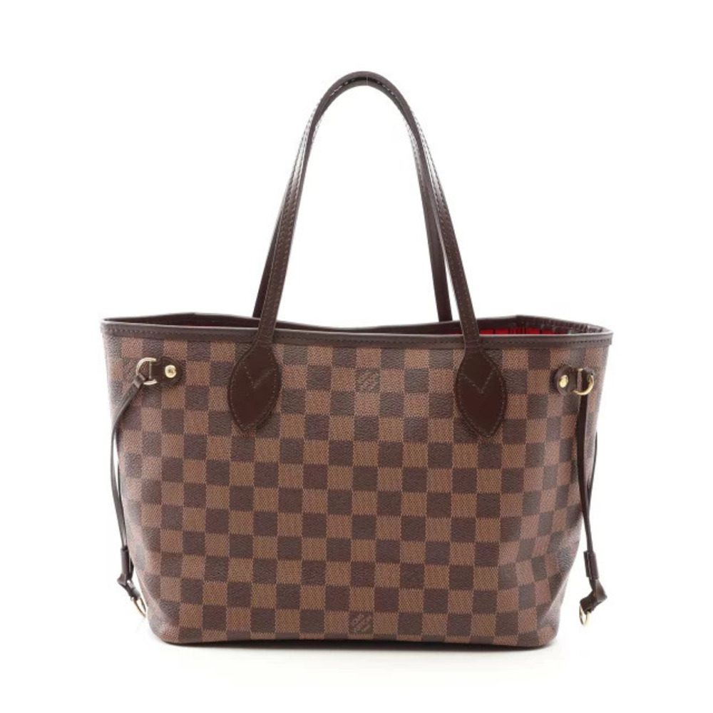 Louis Vuitton Neverfull Tote Bag Canvas Leather Damier Brown